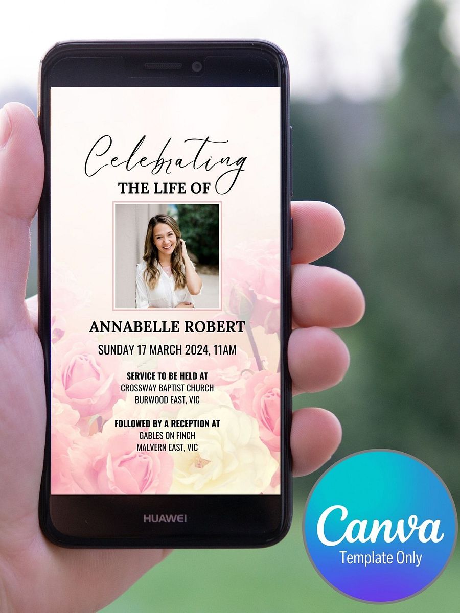 Rose Garden Evite Canva Template product image (1)
