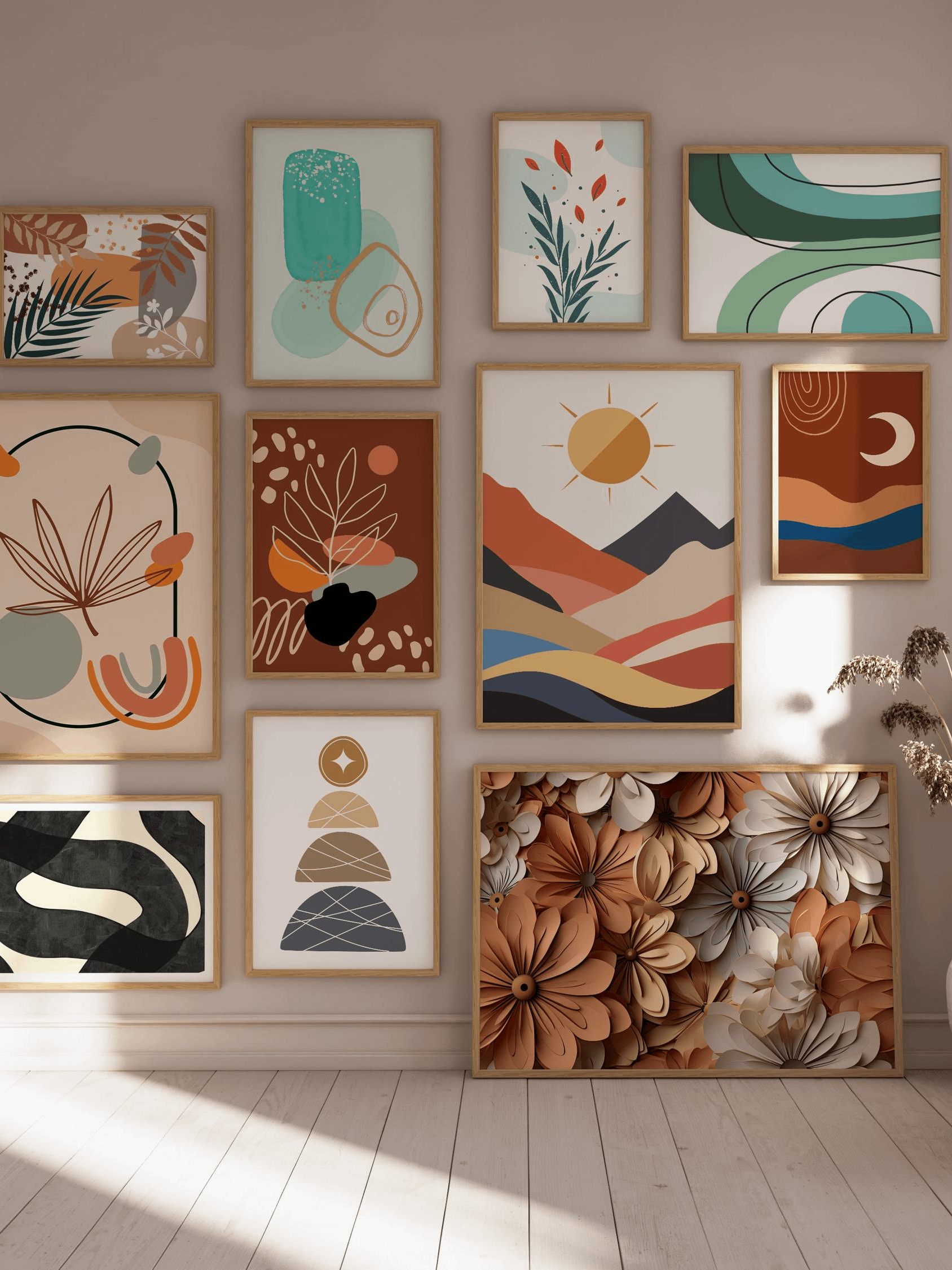 Boho Wall Collage Mega Bundle, Set of 1250 Digital Download product image (8)