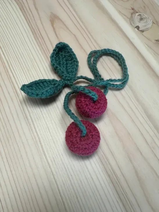 Twin Cherries Crochet Bookmark product image (1)
