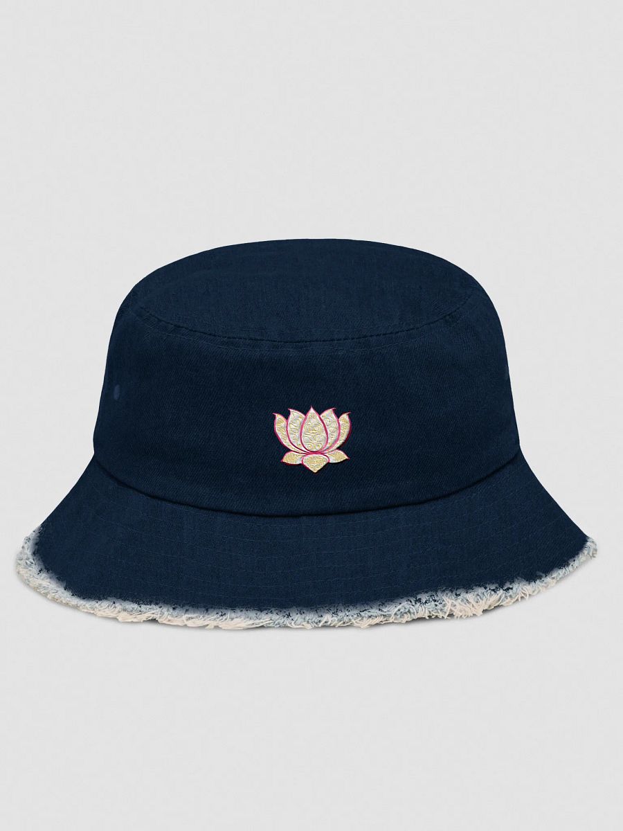 Golden Lotus Distressed Denim Bucket Hat product image (1)