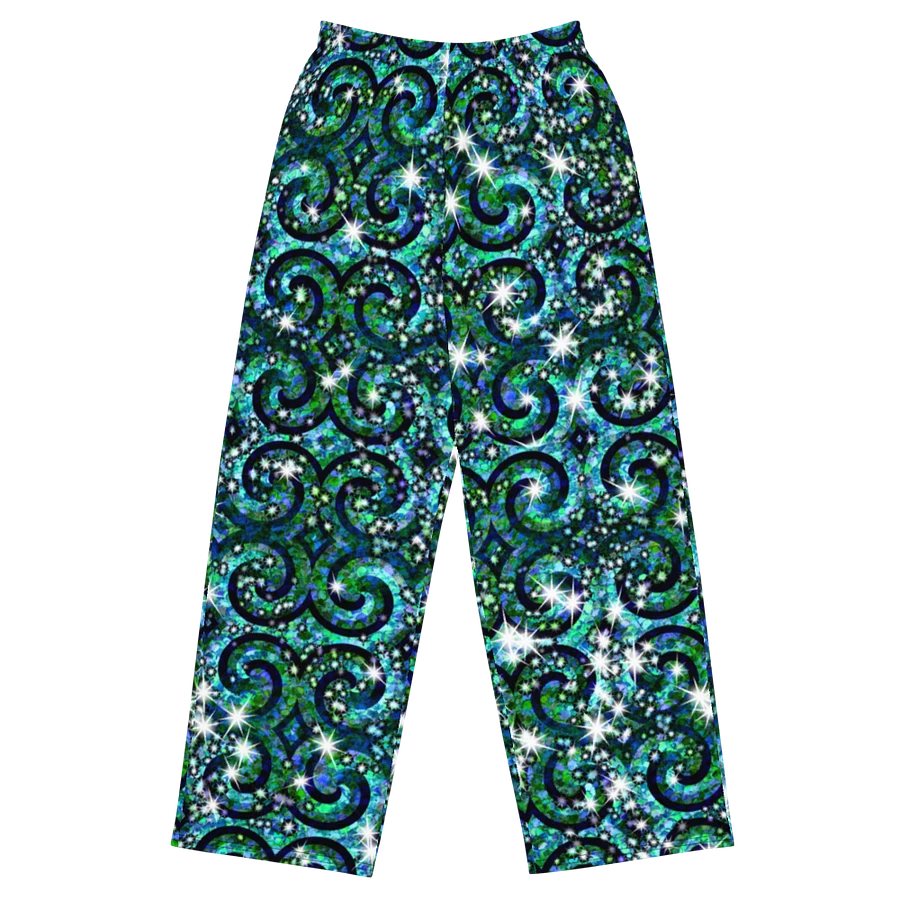Green Blue Sparkle Swirl Wideleg Pants product image (2)