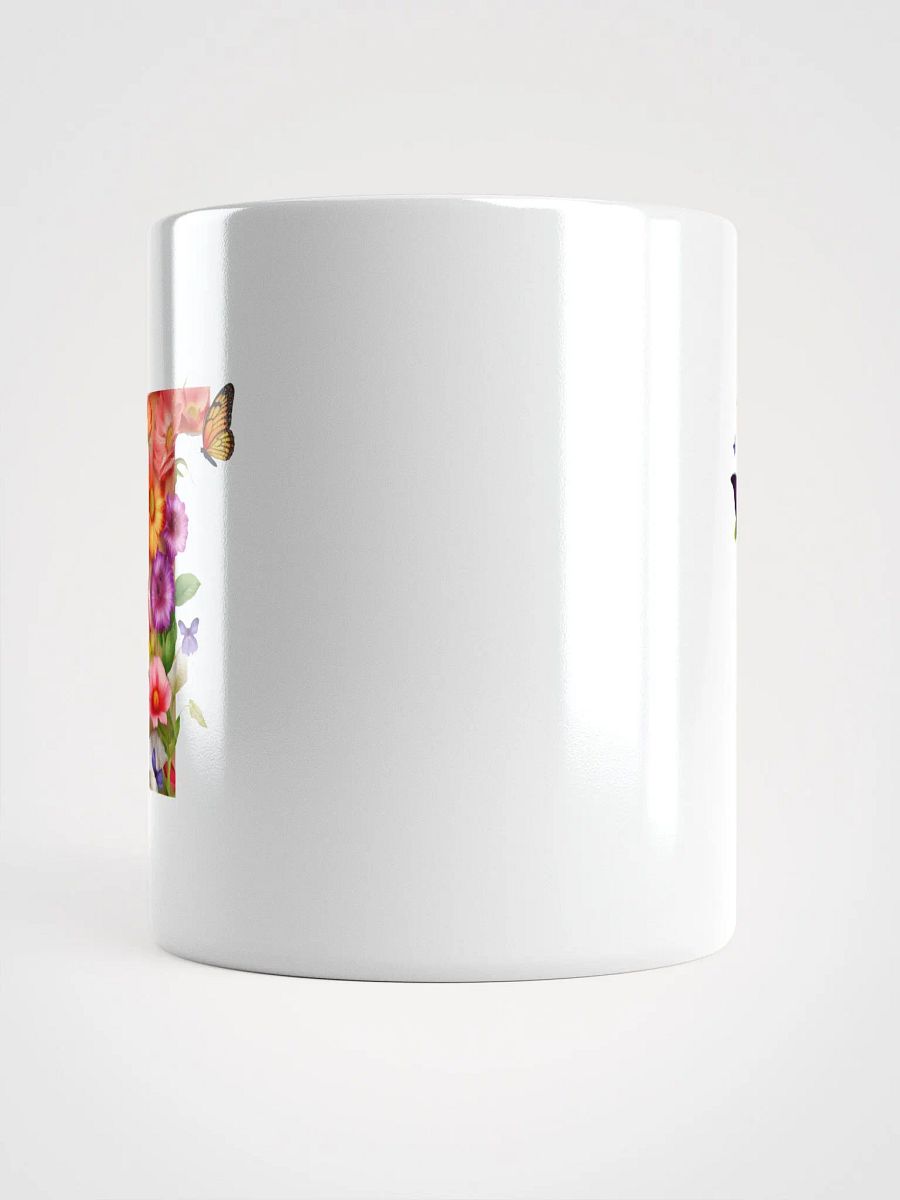 Letter T Monogram Floral Fantasy White Glossy Mug product image (15)