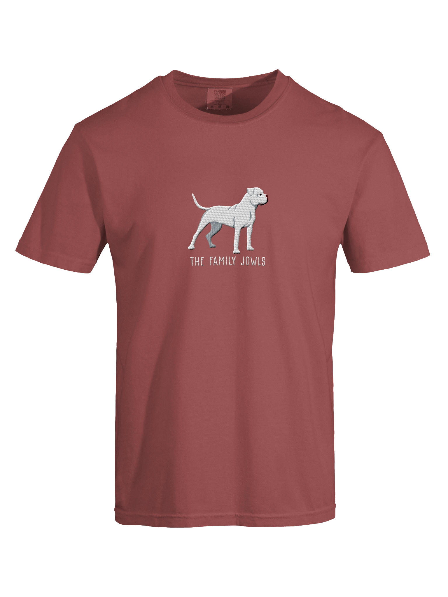 The Family Jowls T-Shirt(Embroidered) of an American Bulldog(White) product image (17)
