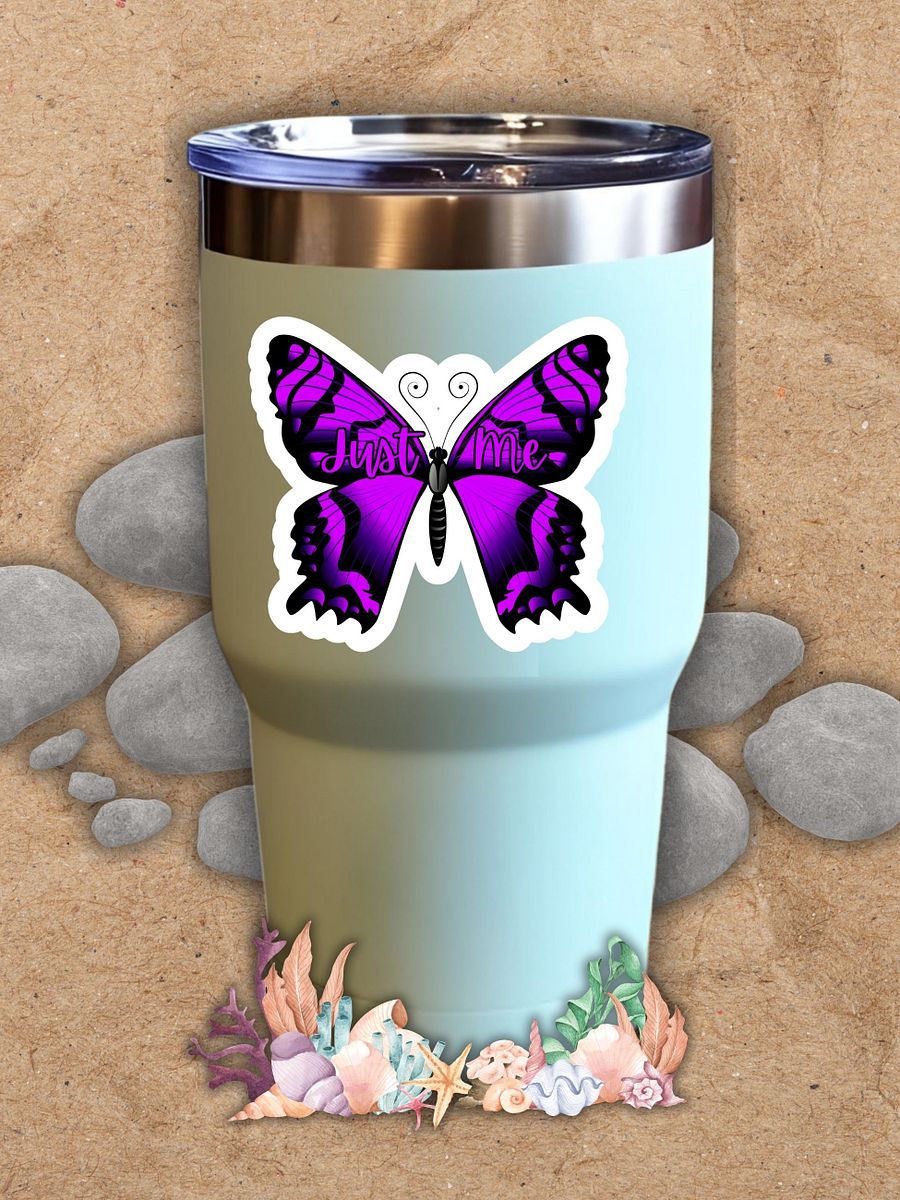 Just Me – Purple Butterfly Inspirational Quote Sticker product image (3)