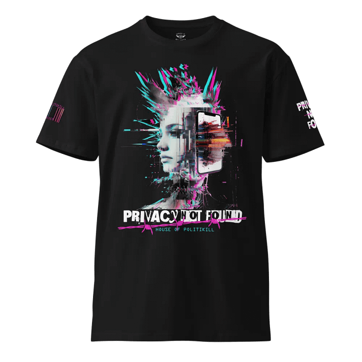 CYBERPUNK GLITCH PUNK UNISEX TSHIRT - PRIVACY NOT FOUND, ANARCHIST DYSTOPIAN STREETWEAR product image (2)