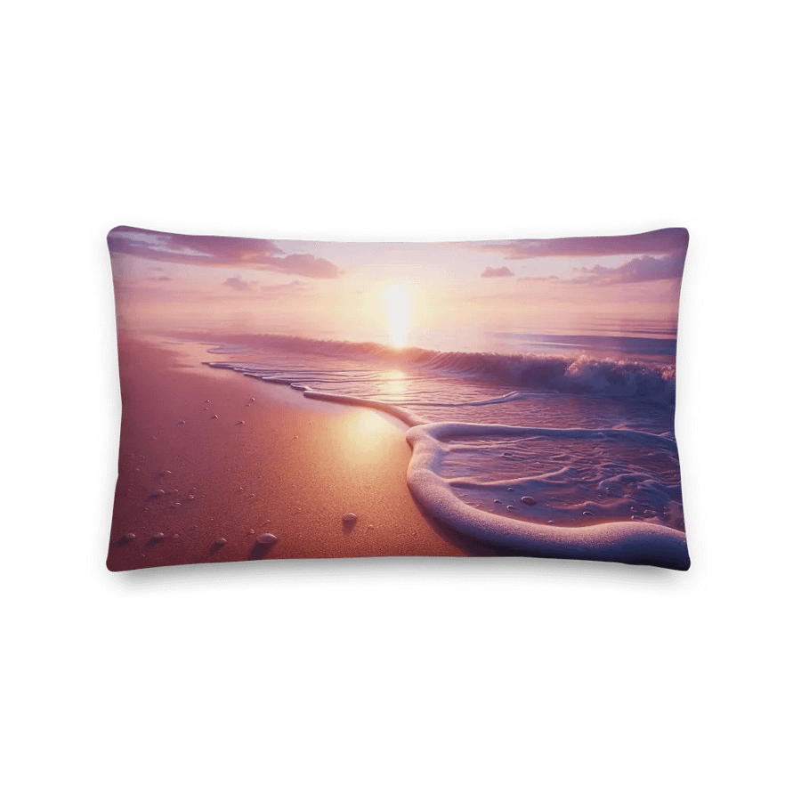 Sunset Serenity Premium Pillow | AI Design sunset beach product image (2)