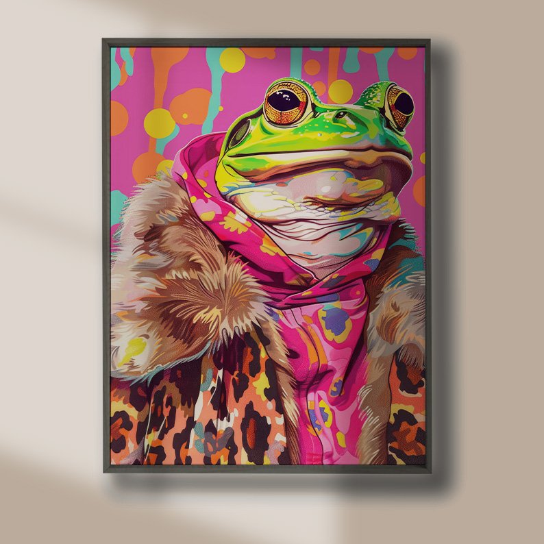 Anthropomorphic Animal Fashion Art DIGITAL Print Set of 6 ~ Frog, Toad, Highland Cow, Hedgehog, Bat, Elephant ~ product image (4)