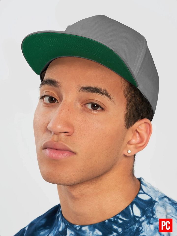 Plain Color Grey Cotton Twill Flat Snapback Cap product image (1)