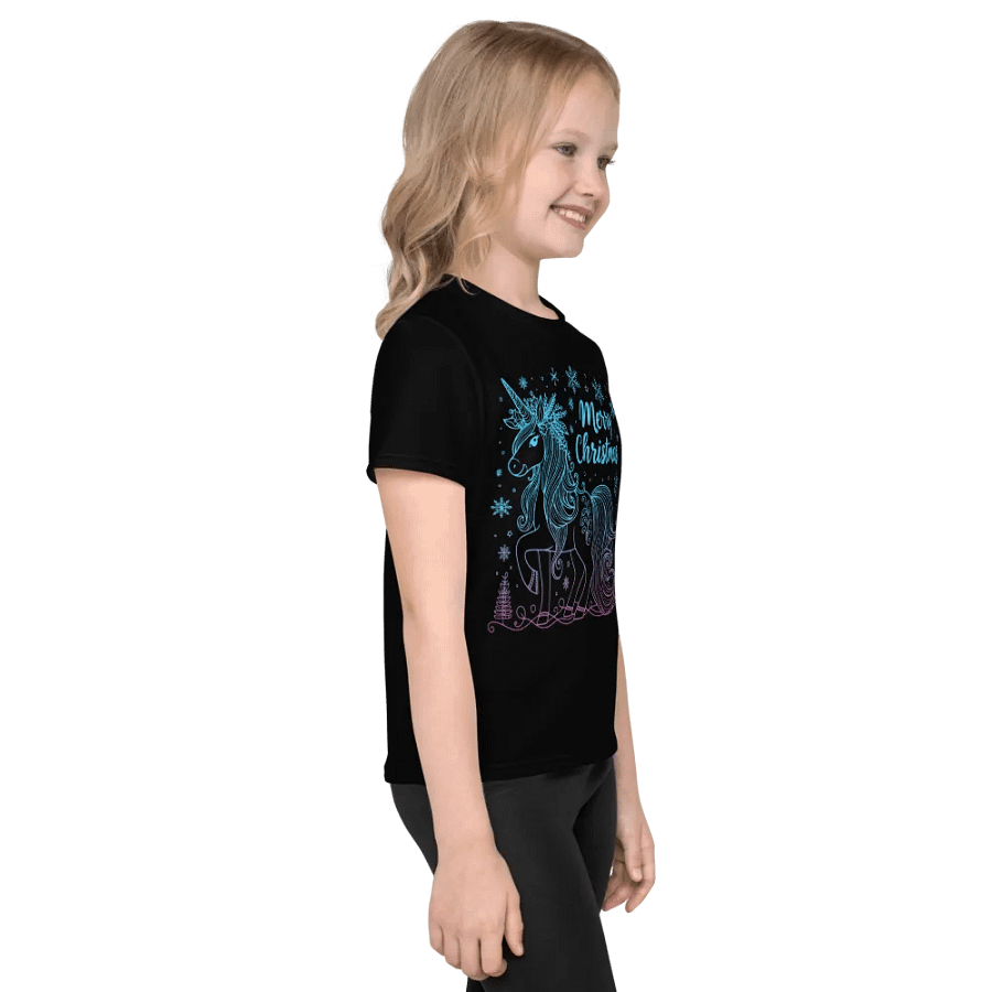Merry Christmas Unicorn Kids T-Shirt Black product image (8)