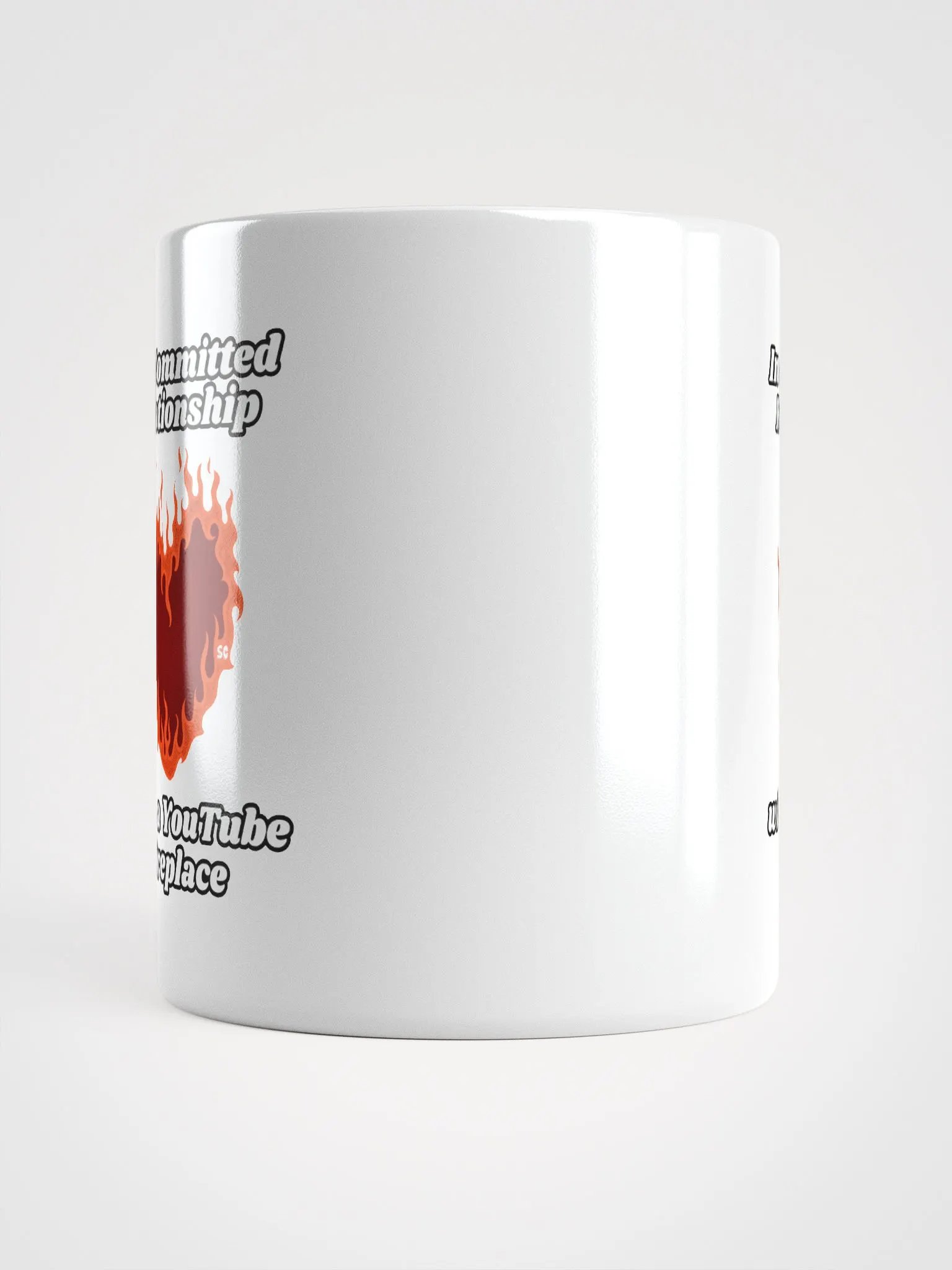 Flaming Heart - In a Committed Relationship with a YouTube Fireplace | White Glossy Mug product image (5)
