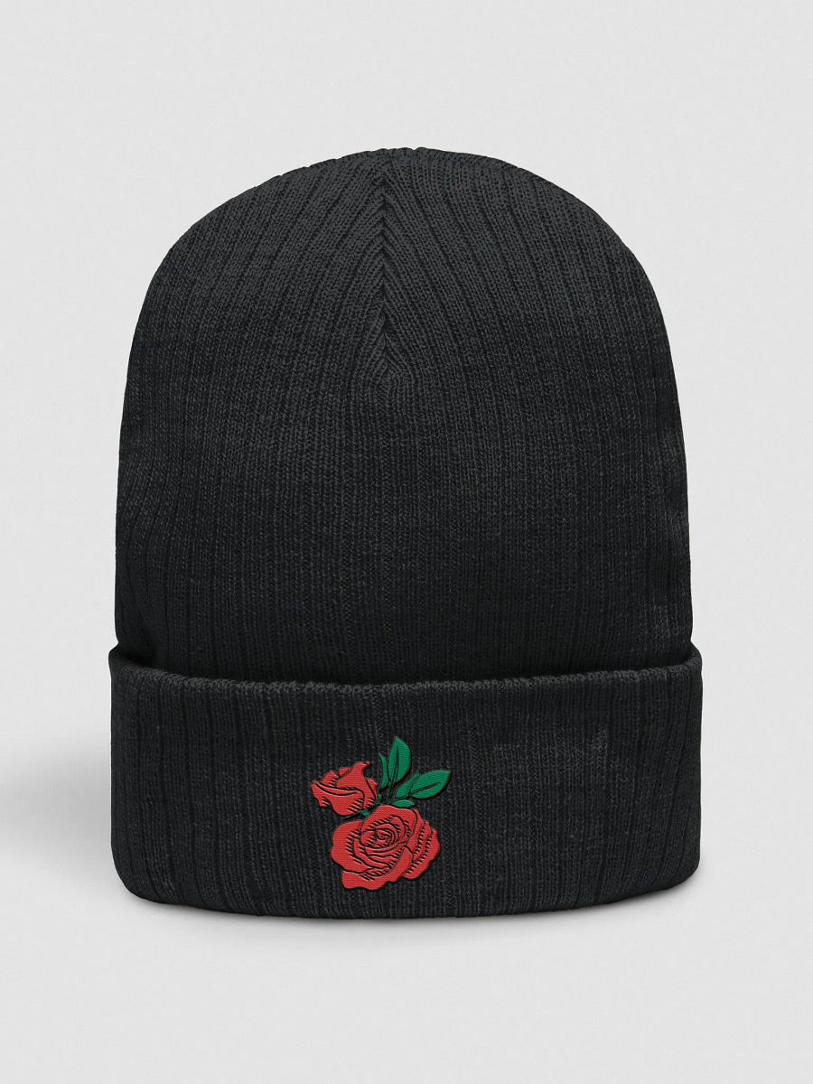 The Rose Garden Embroidered Ribbed Knit Beanie product image (1)