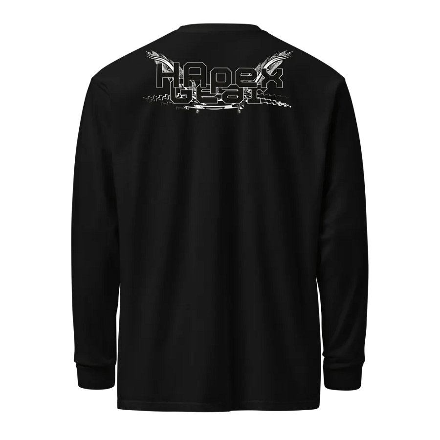 Unisex Garment-Dyed Heavyweight Long Sleeve Shirt - Black HApex Gear White Logo product image (1)