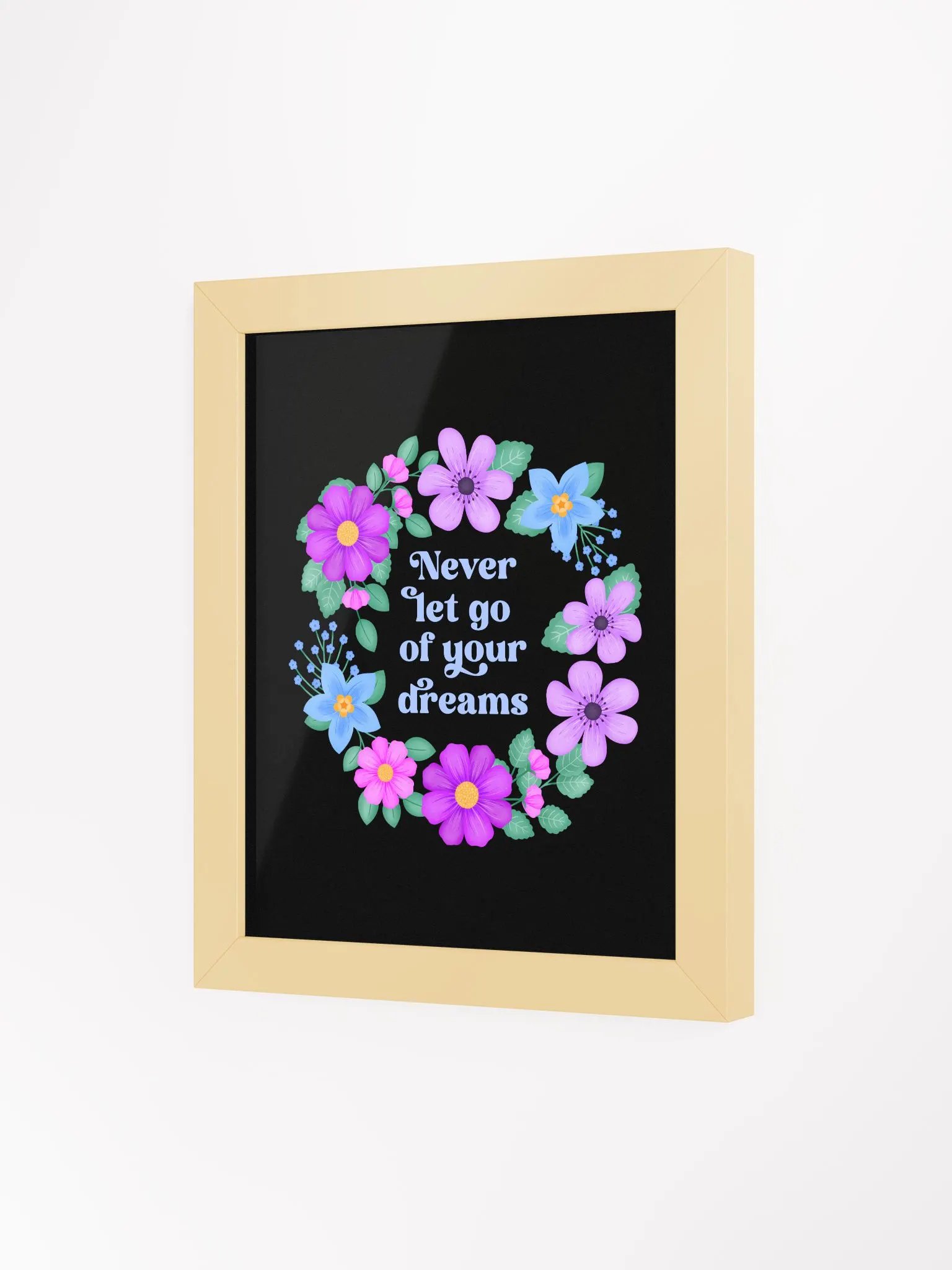 Never let go of your dreams - Motivational Wall Art Black product image (3)