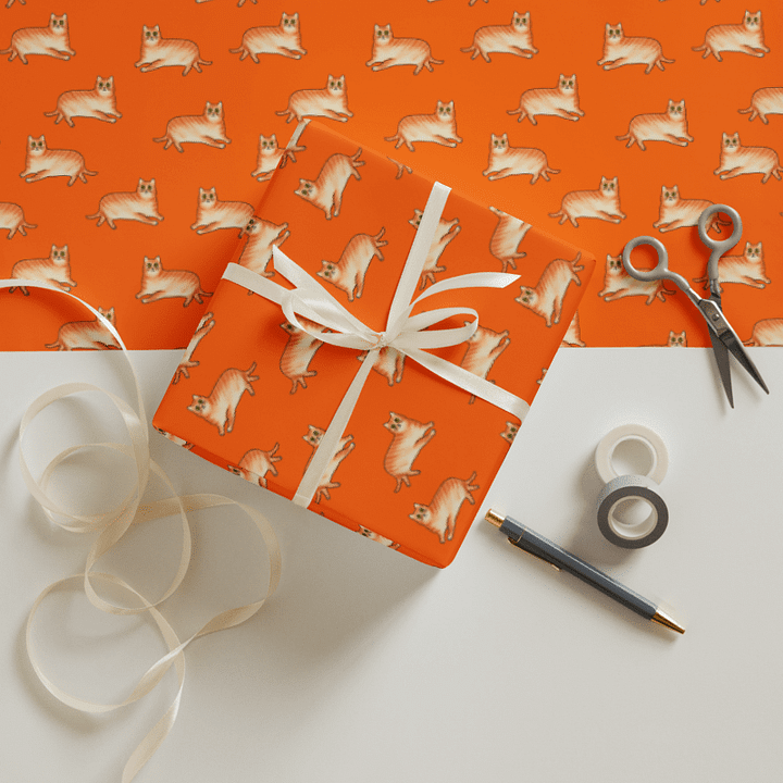 Fat Cat On Orange Base - Wrapping Paper product image (2)
