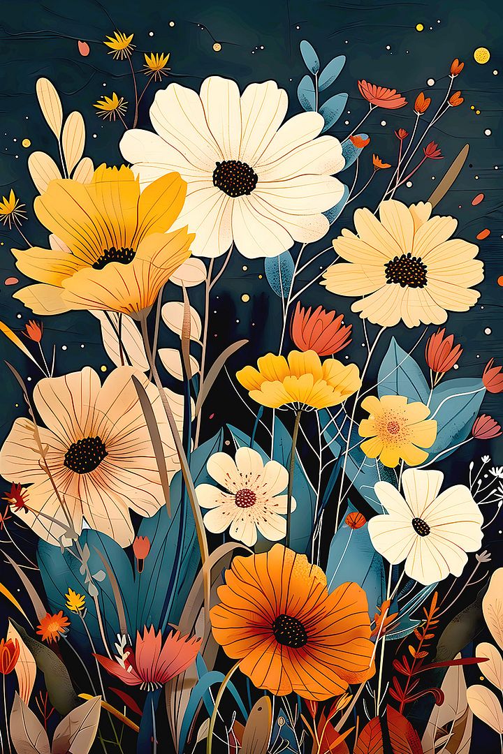 Boho Wildflower Art Print: Vintage-Inspired Botanical Poster for Rustic Home Decor Matte Poster product image (1)