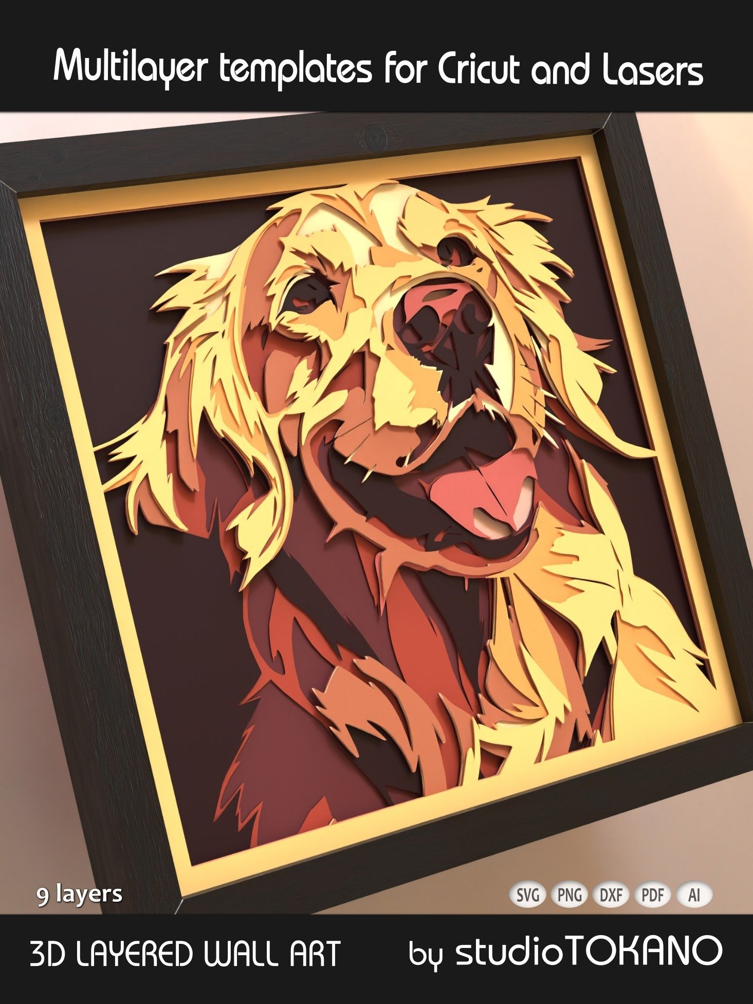 Golden Retriever Dog 3D Cardstock SVG product image (5)