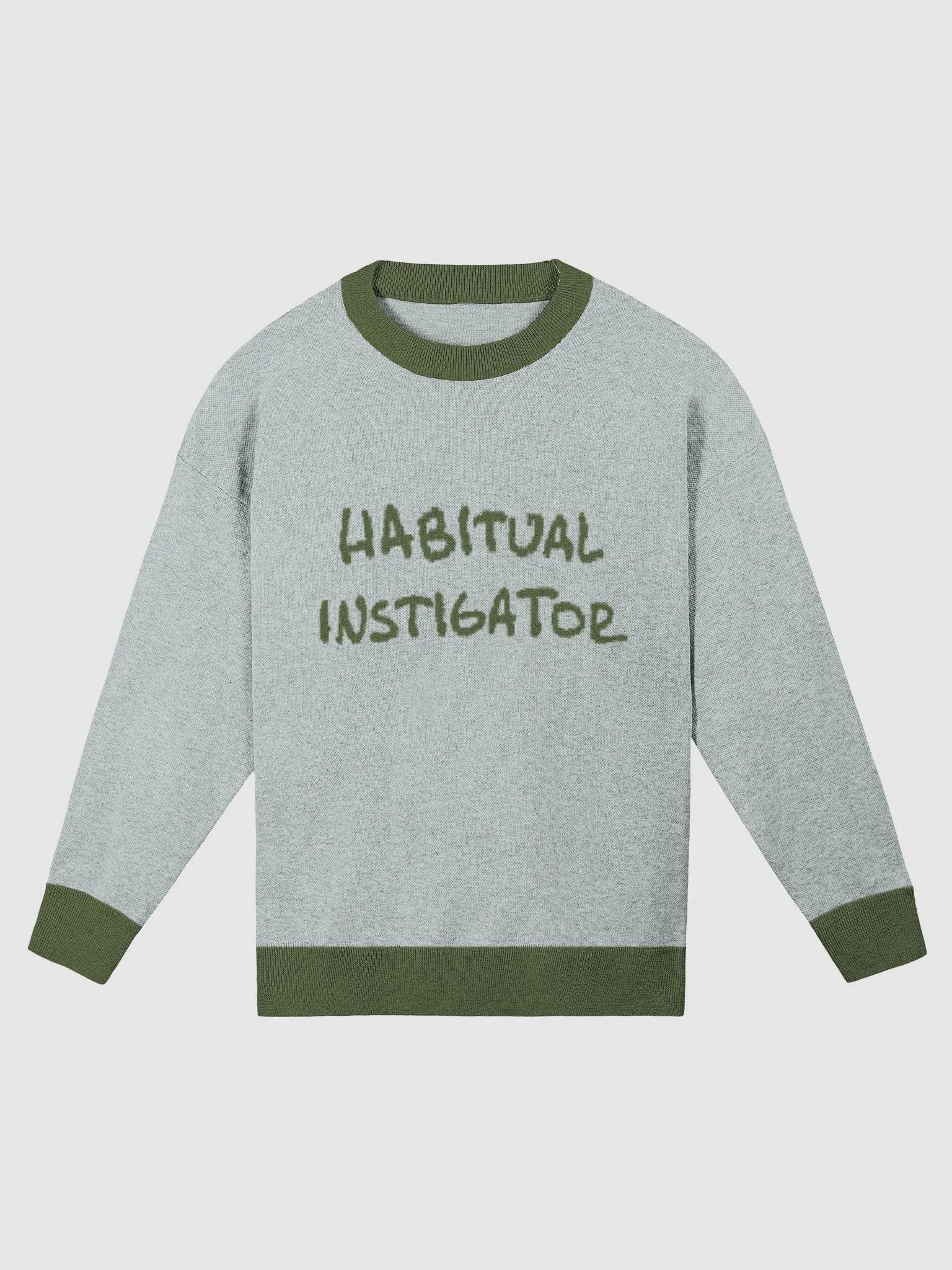 HABITUAL INSTIGATOR (lg. lined design, powder blue and olive) knitwear relaxed crewneck product image (1)