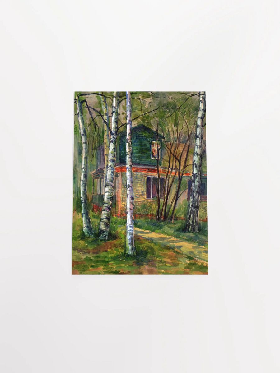Rustic Retreat Matte Poster - Dacha in Birch Forest product image (7)