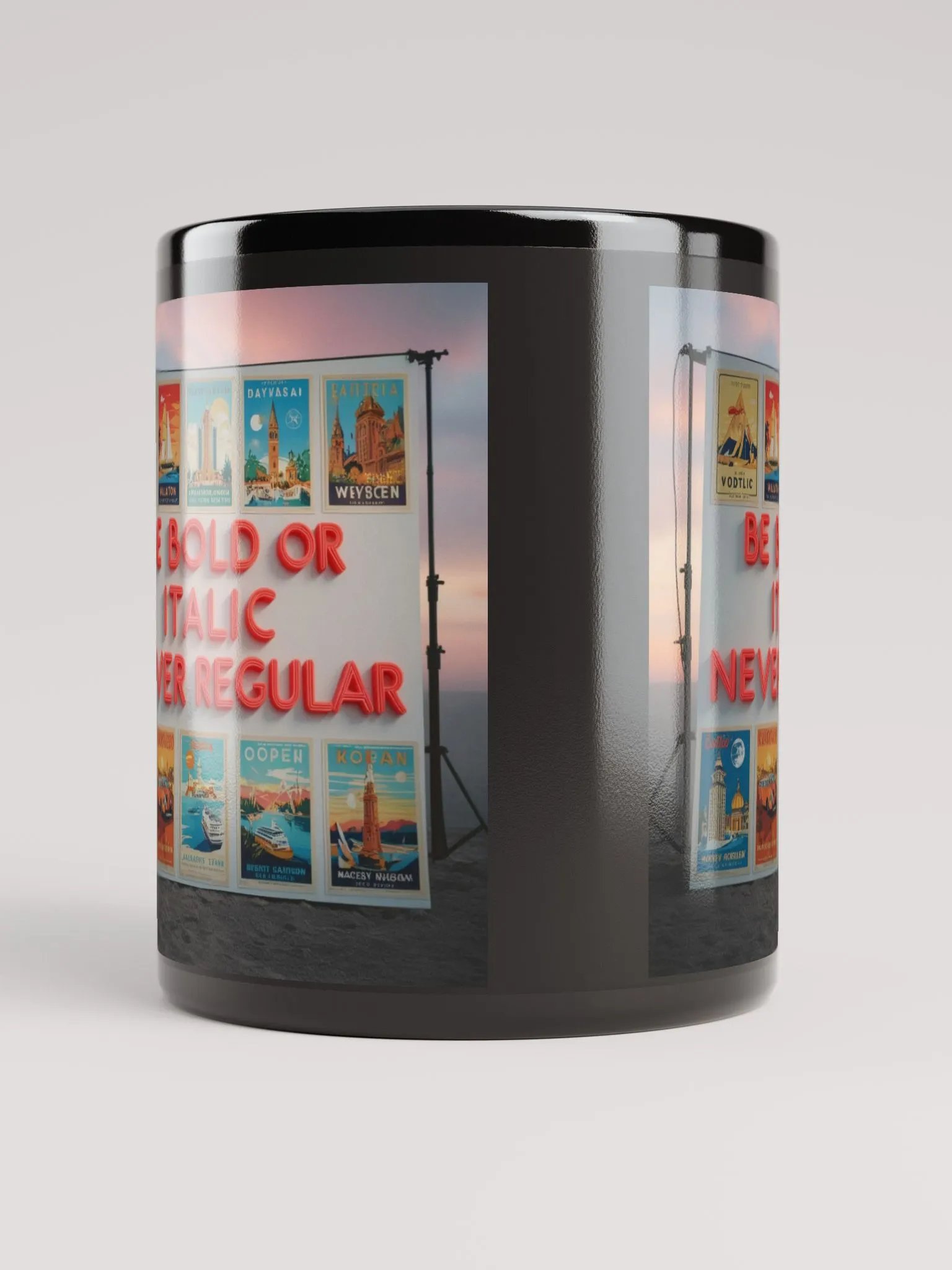 Vintage Travel Poster Black Glossy Mug product image (5)