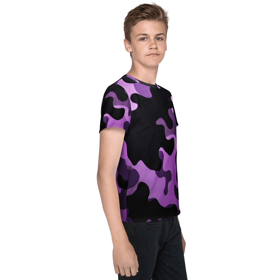Youth Crew Neck T-Shirt black and purple camo product image (4)