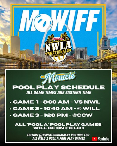 Catch all our our pool play games today for @nwlatournament