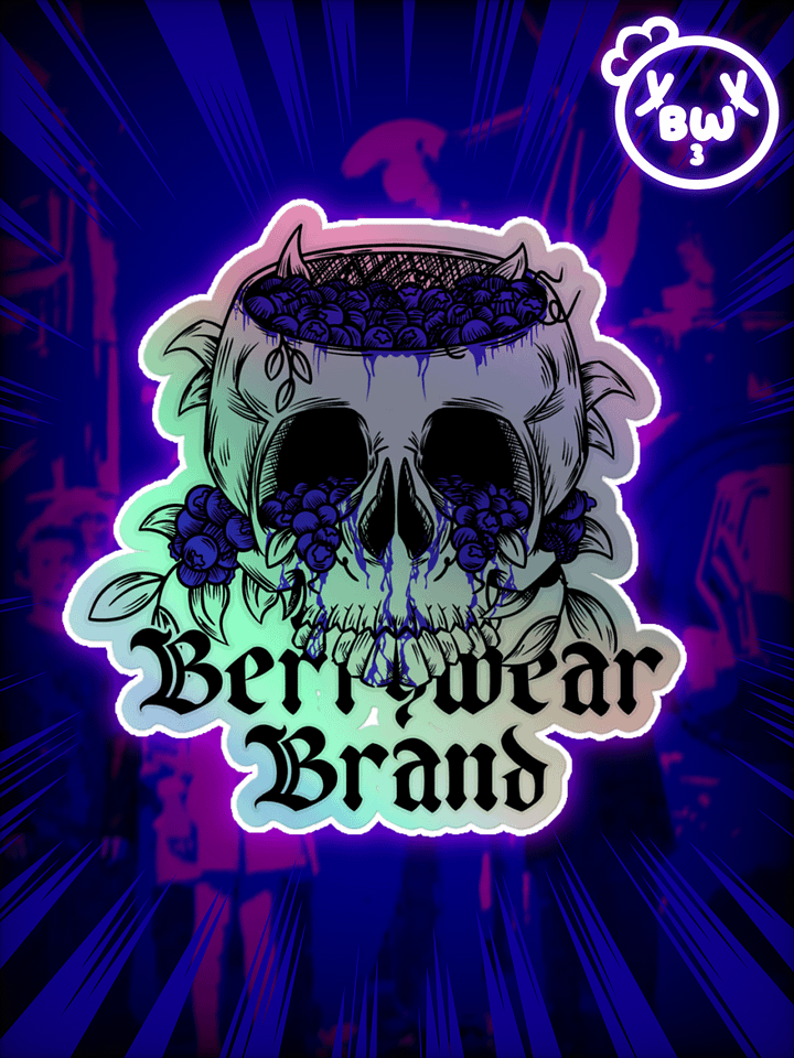 Blueberry Skull - Die Cut Holographic Sticker product image (1)
