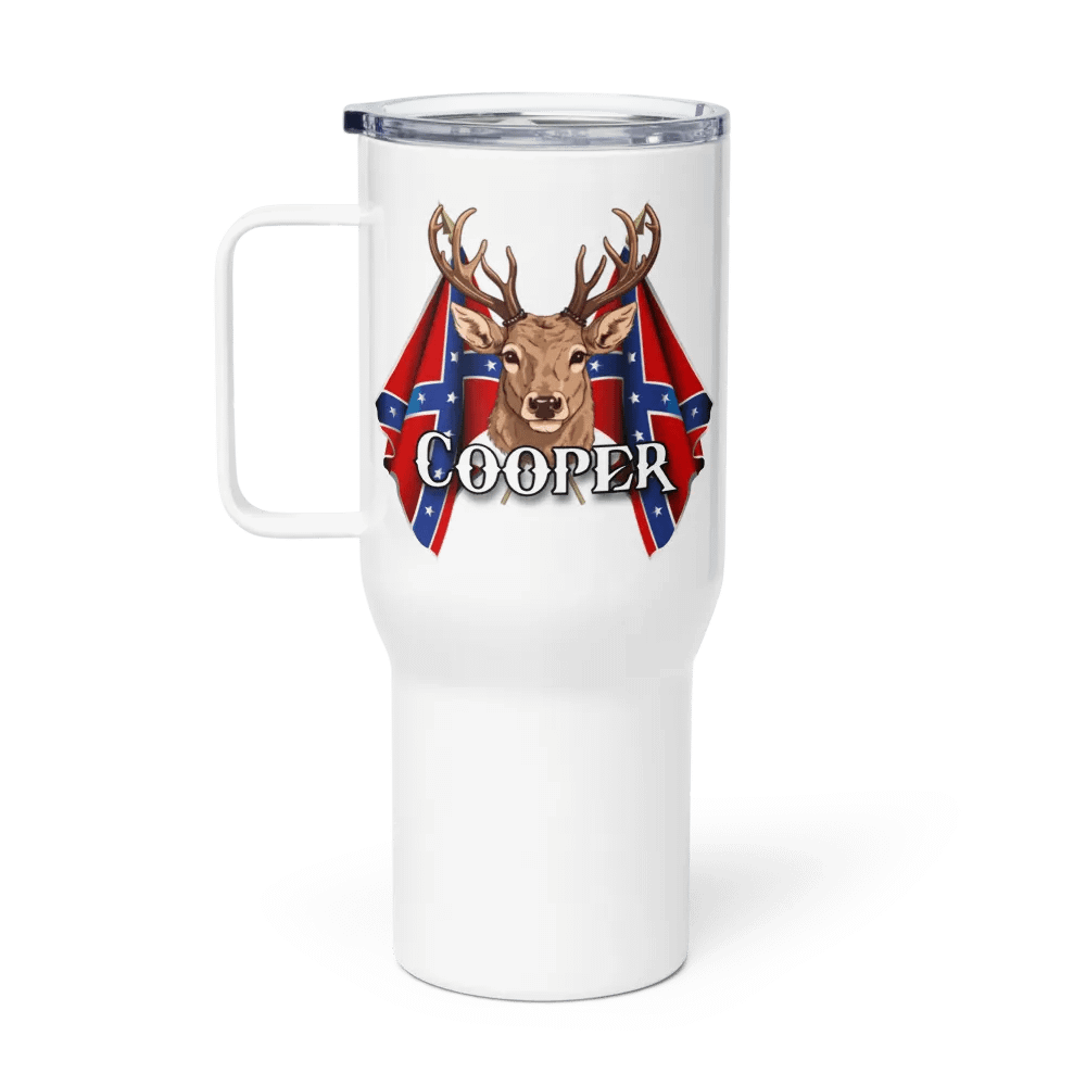 "Cooper" Rebel Redneck Deer - Travel Mug w/ Handle product image (1)