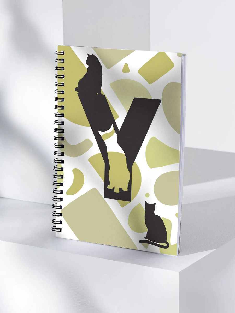 Monogram Letter Y Cat Lover Geometric Greens Notebook product image (4)