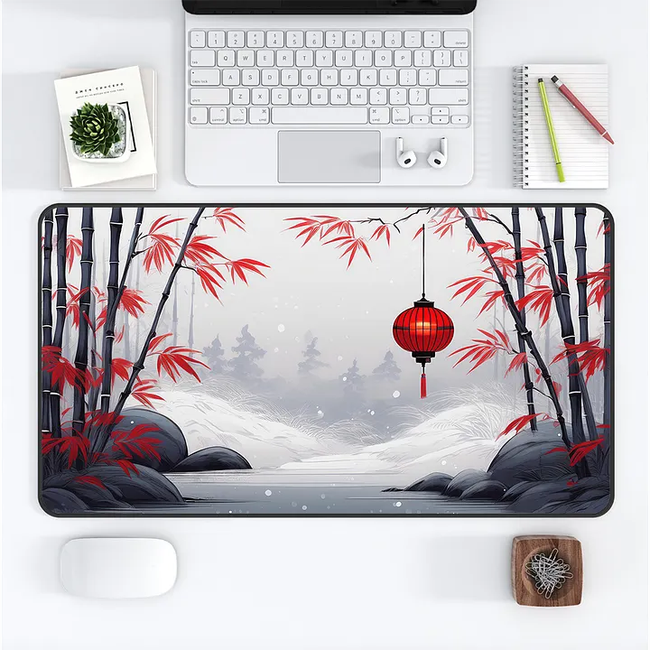 Snowy Lantern Medium Desk Mat (12 x 22) product image (1)