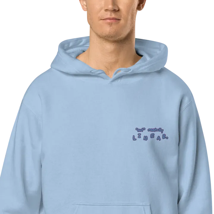 *not* mentally linear (L.C. violet design) embroidered pigment hoodie product image (1)