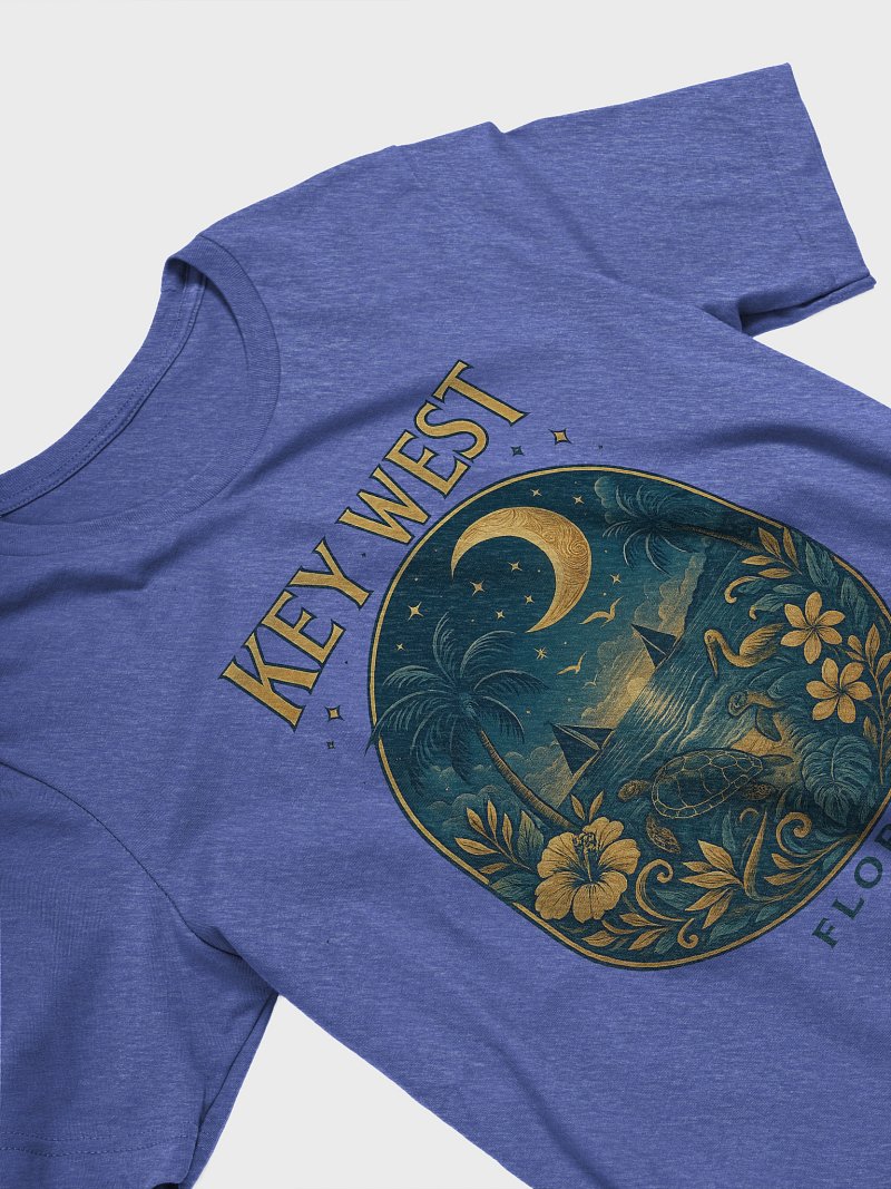 Key West Tropical T-Shirt Ultra Soft Tee with Moonlight Scene