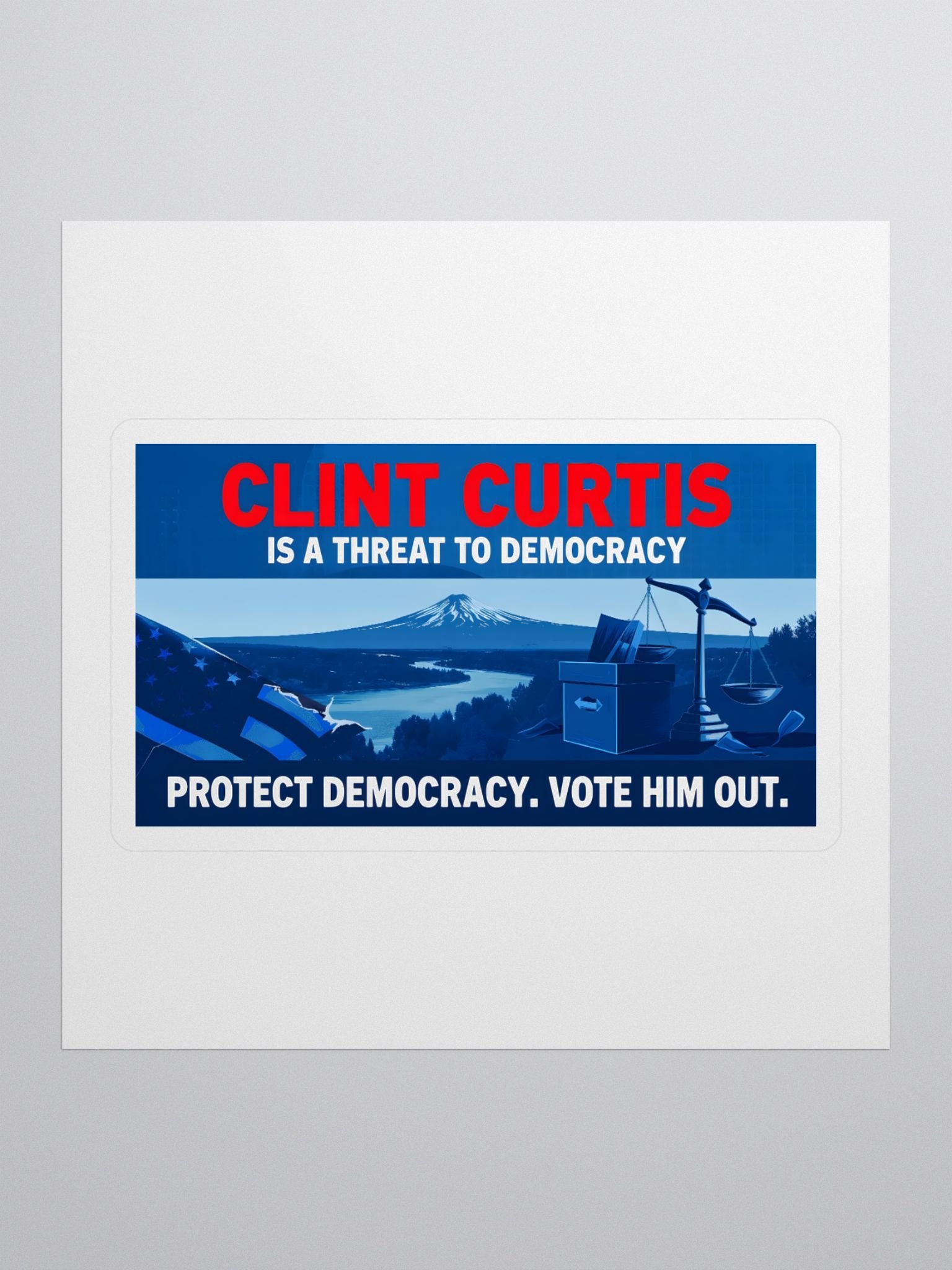 Clint Curtis is a Threat to Democracy Kiss Cut Stickers product image (1)