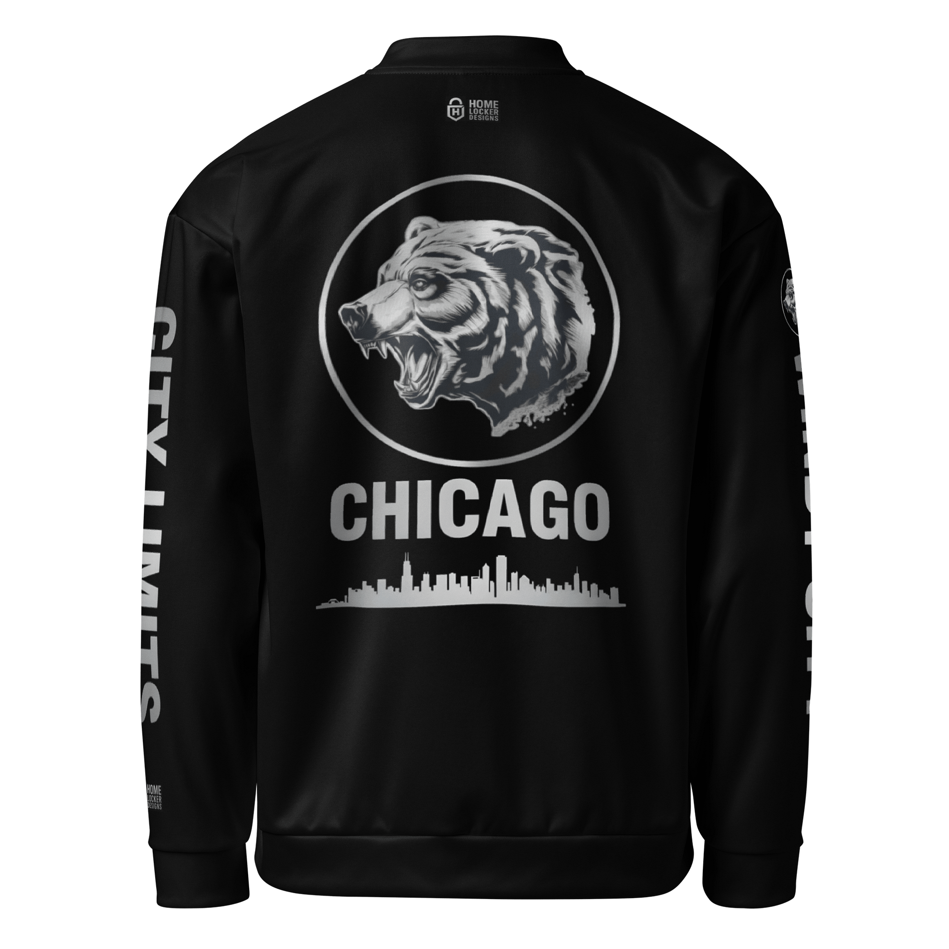 Grizzly Mode™ White Bomber Jacket with Black Trim | Chicago Bears | NFL Home Locker product image (2)