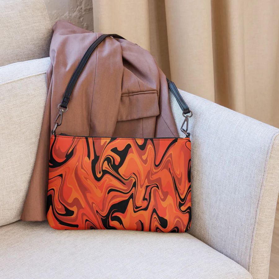 Orange Swirl Flip-Sided Faux Leather Crossbody Bag product image (8)