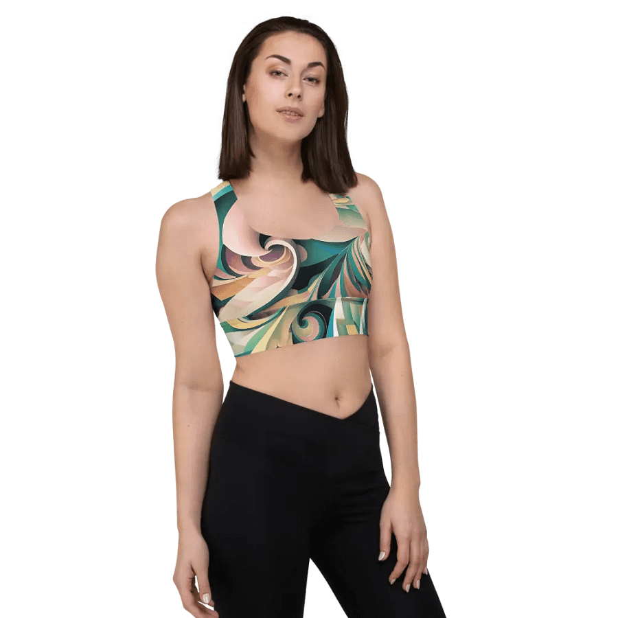 Abstract Lithographic Pattern Design Longline Sports Bra - V6 product image (12)