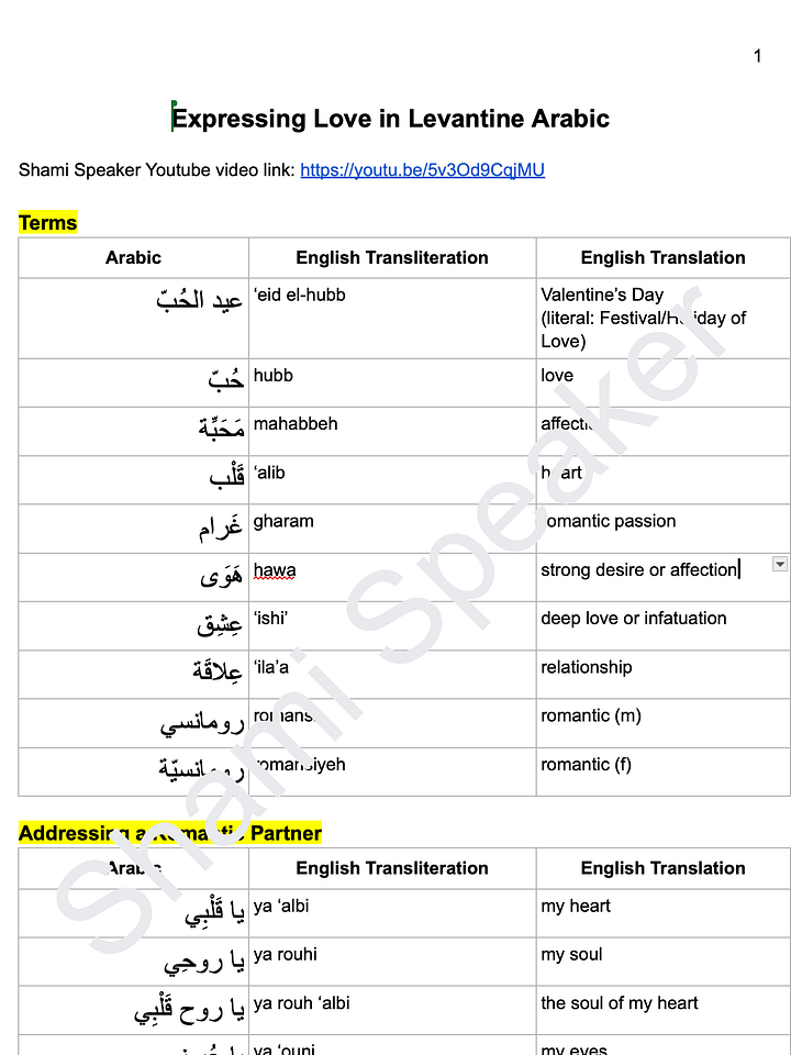 Love Words and Phrases in Levantine Arabic product image (2)