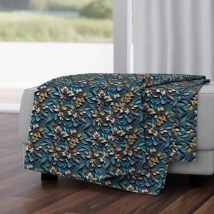 Seamless Pattern - Yellow-Brown Flowers on Textured Blue Background product image (4)