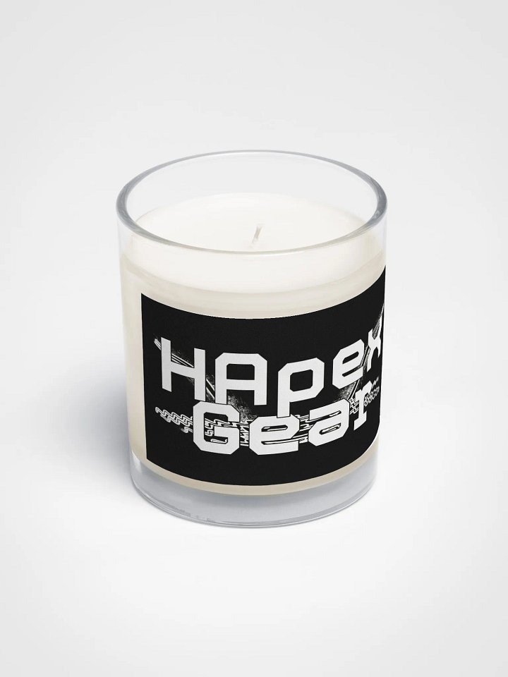 Soy Wax Candle In A Clear Glass Jar - White HApex Gear Black Logo product image (2)