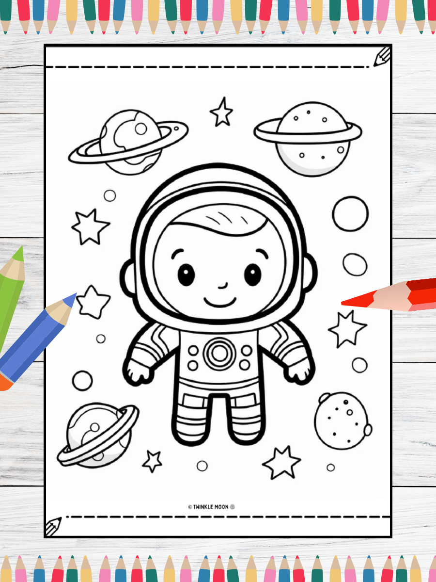 20 Cute Kawaii Space Coloring Pages#1 (PDF Coloring Pages) product image (4)
