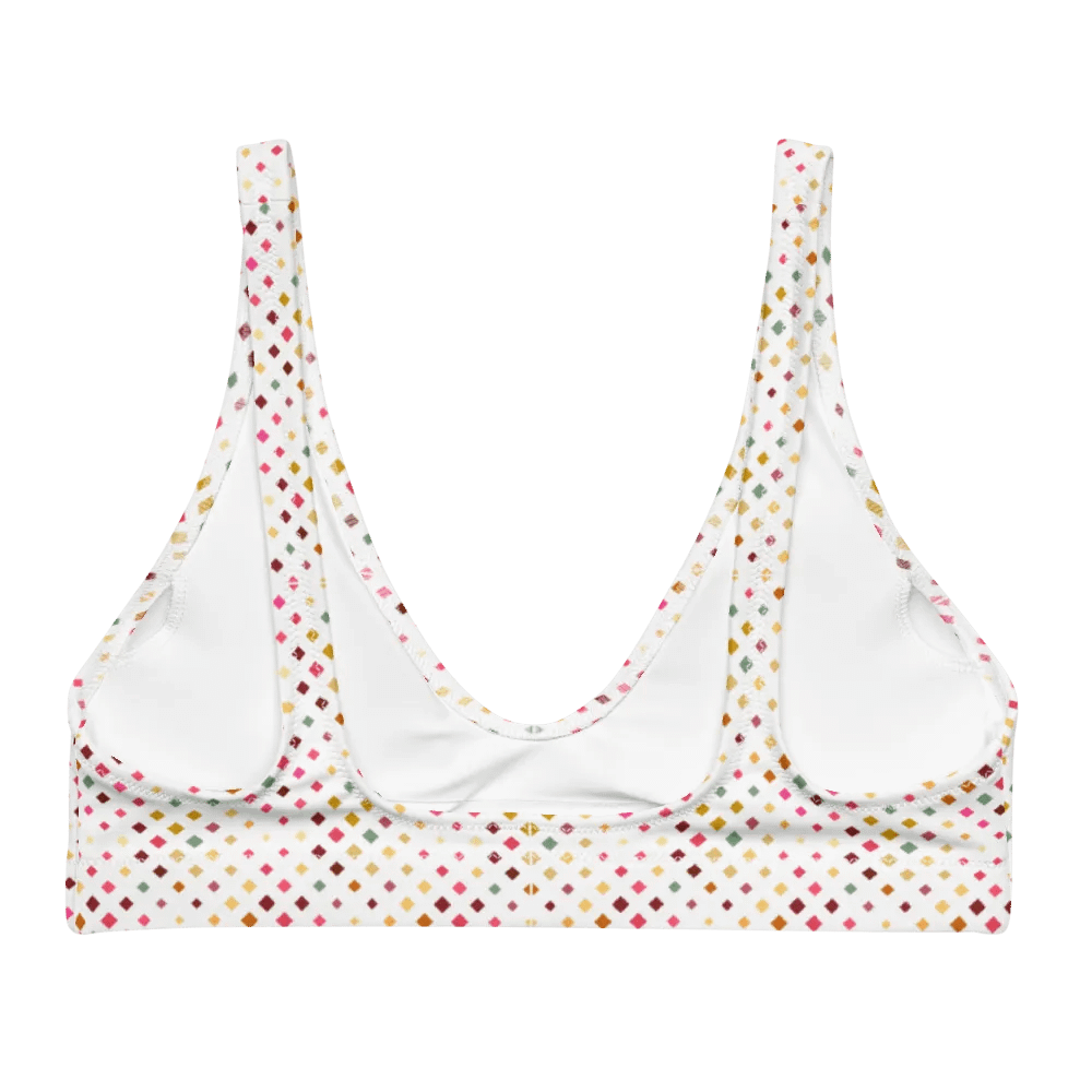 Colorful Square Pattern Design Padded Bikini Top - V5 product image (2)