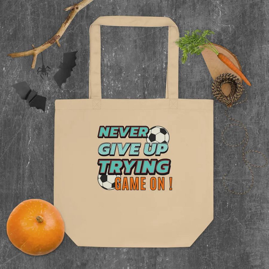 Never Give Up Trying Game On! Soccer Ball Tote Bag product image (4)