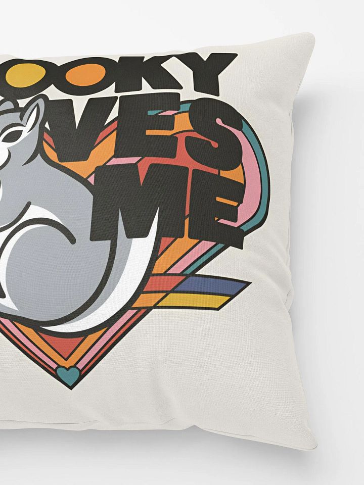 Comfy Pillow: Pooky Loves Me, 70s Heart and Bold Font with Pooky in the forefront product image (3)