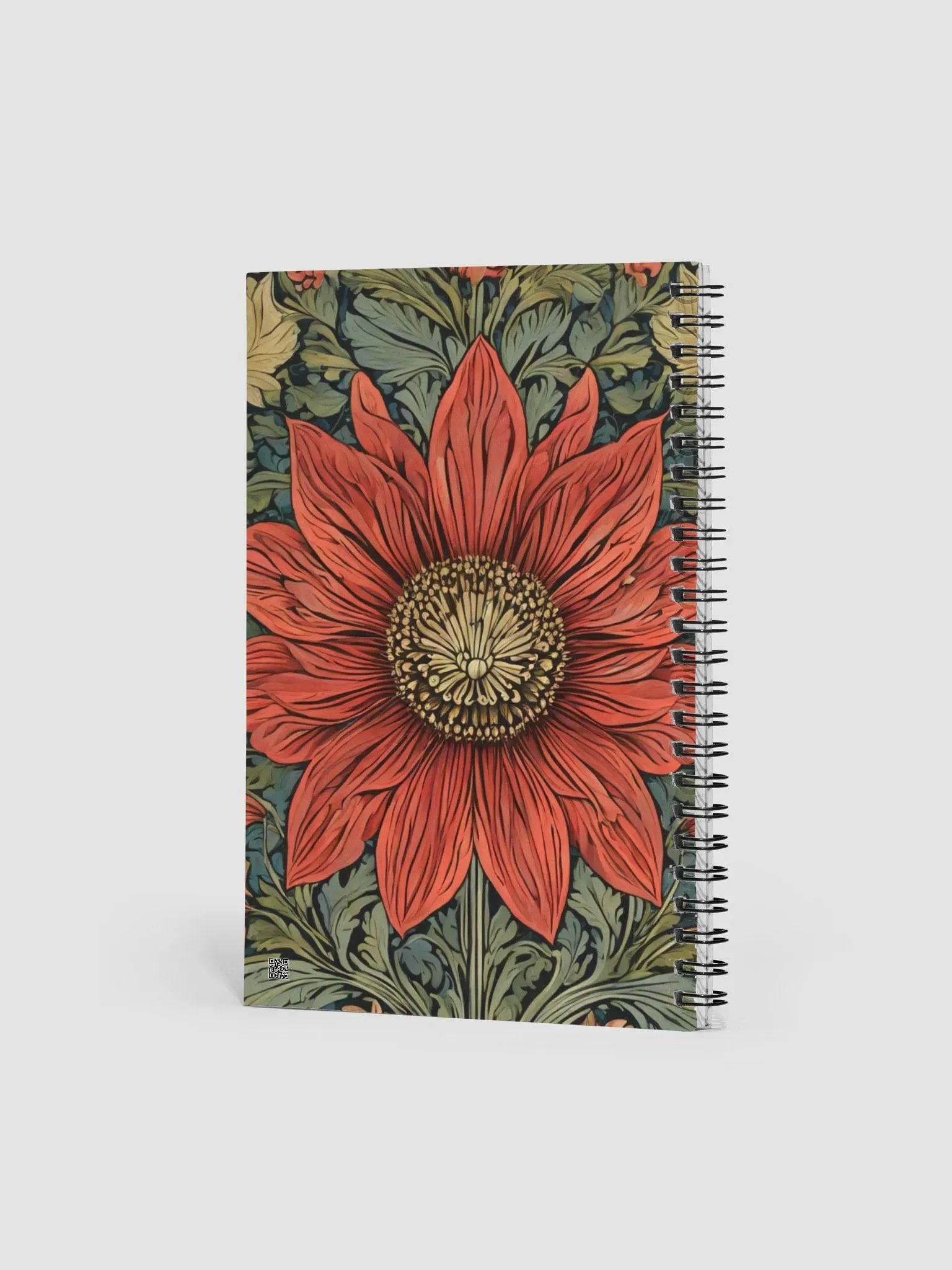 Spiral Notepad William Morris Inspired Red Flower product image (2)