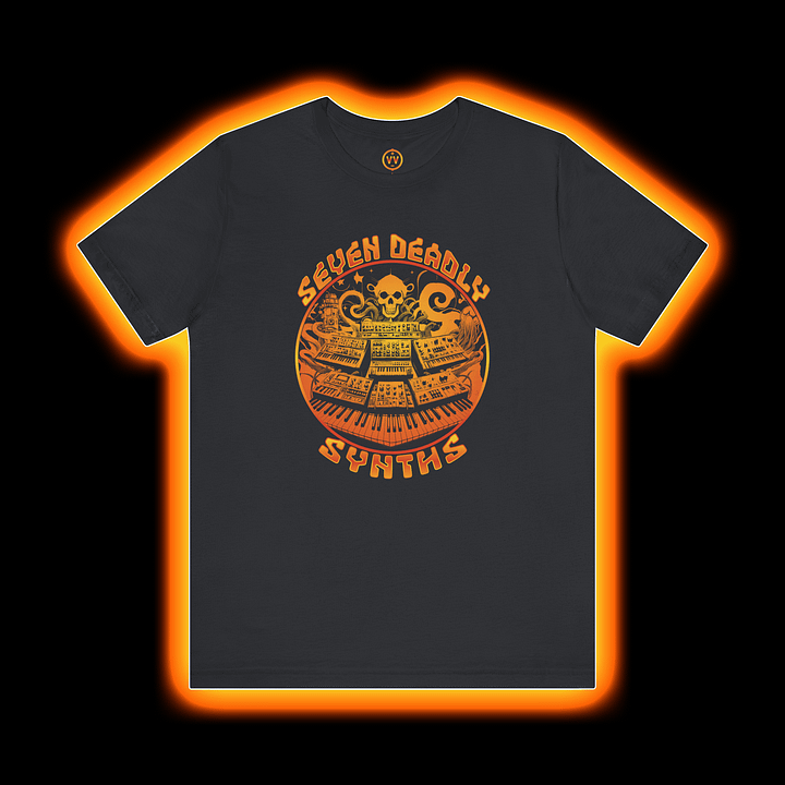 Synthesizer Collector T-Shirt - Seven Deadly Synths (7 Synthesis Techniques) AMBER PRINT product image (1)