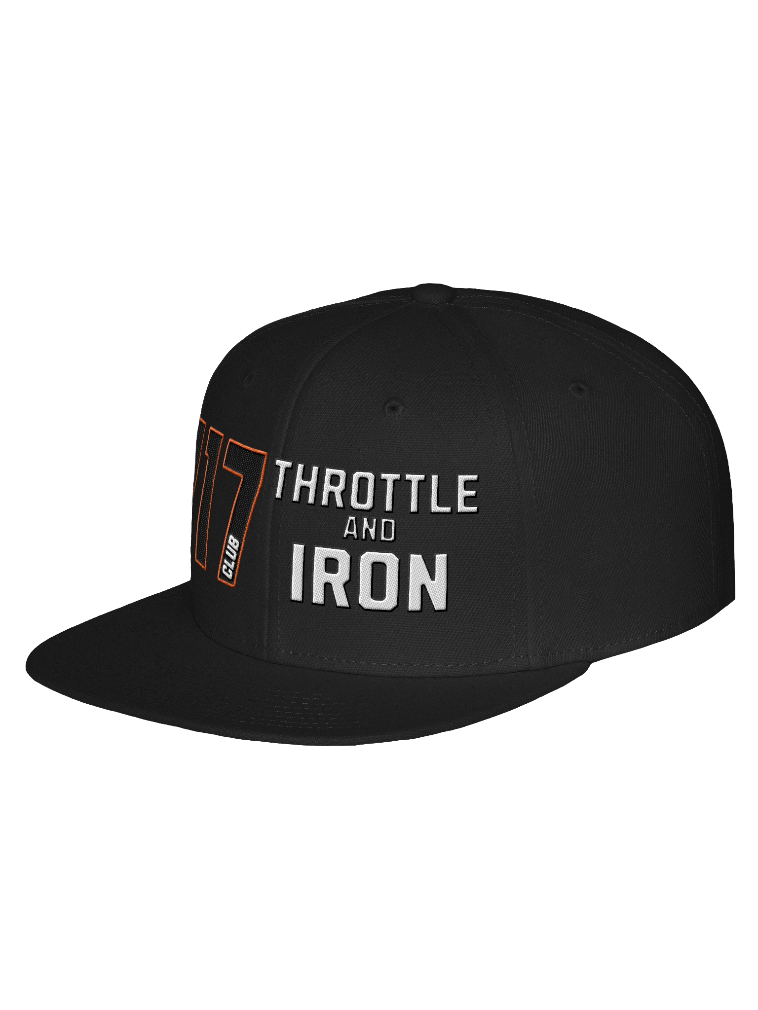 Club 117 Throttle & Iron Snapback Hat — Orange Outline (HD) Edition product image (2)
