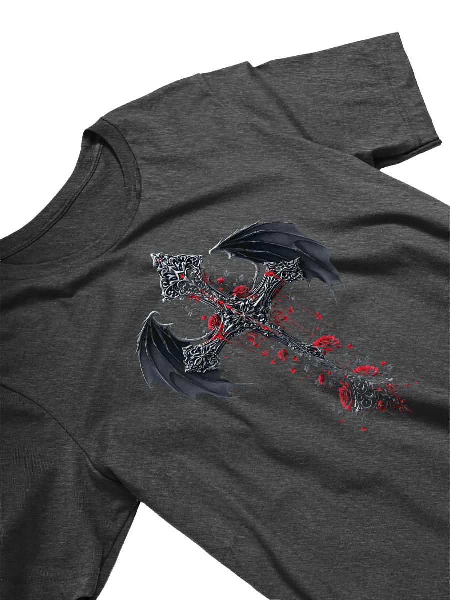 Gothic Cross with Roses & Bat Wings Tee product image (14)