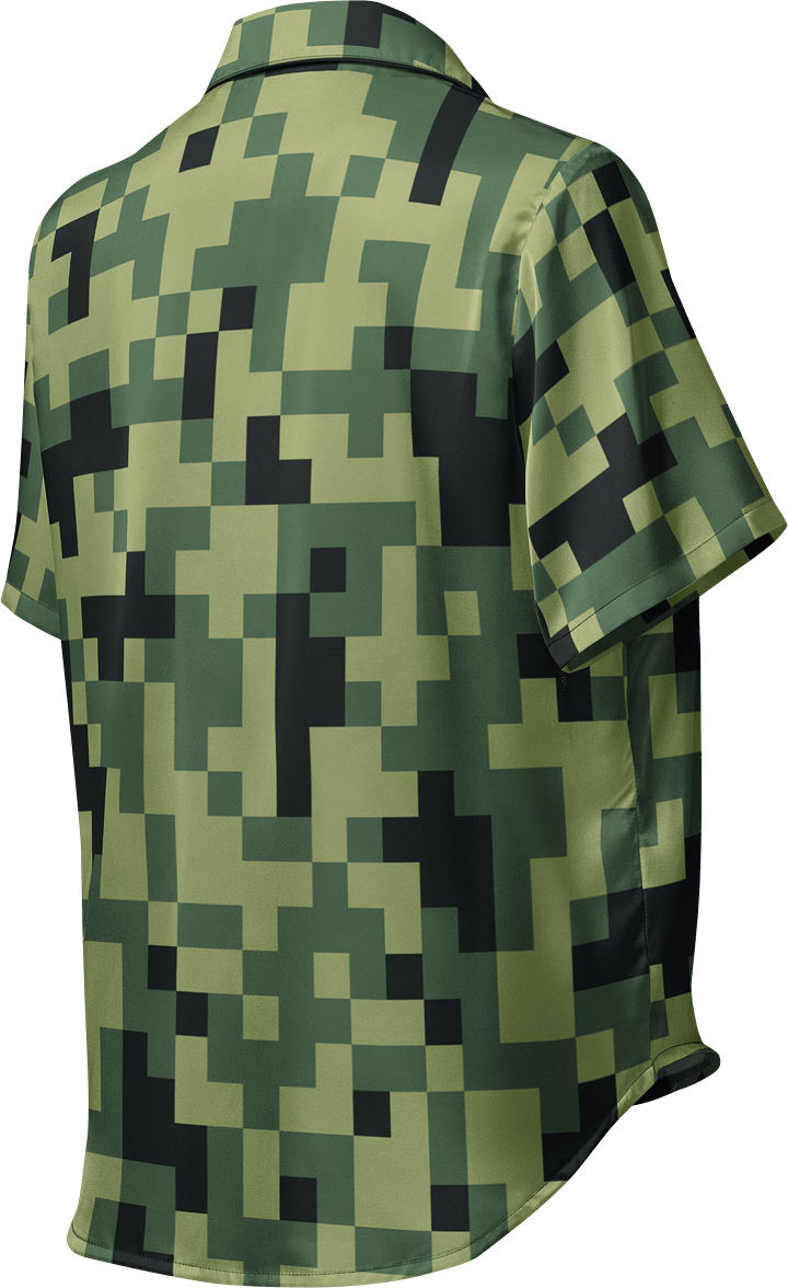 Military Green Camouflage Pixels Camo Pattern Women's Short Sleeve Pajama Top product image (2)
