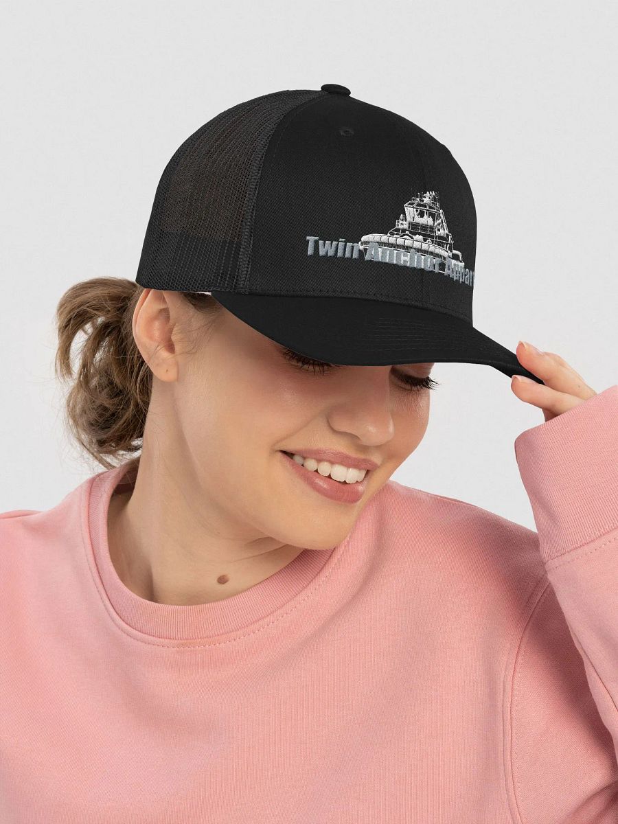 White Athena tug Retro Trucker Hat product image (5)