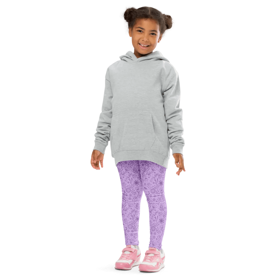 Light Purple Lilac Floral Kid's and Toddler's Leggings product image (7)