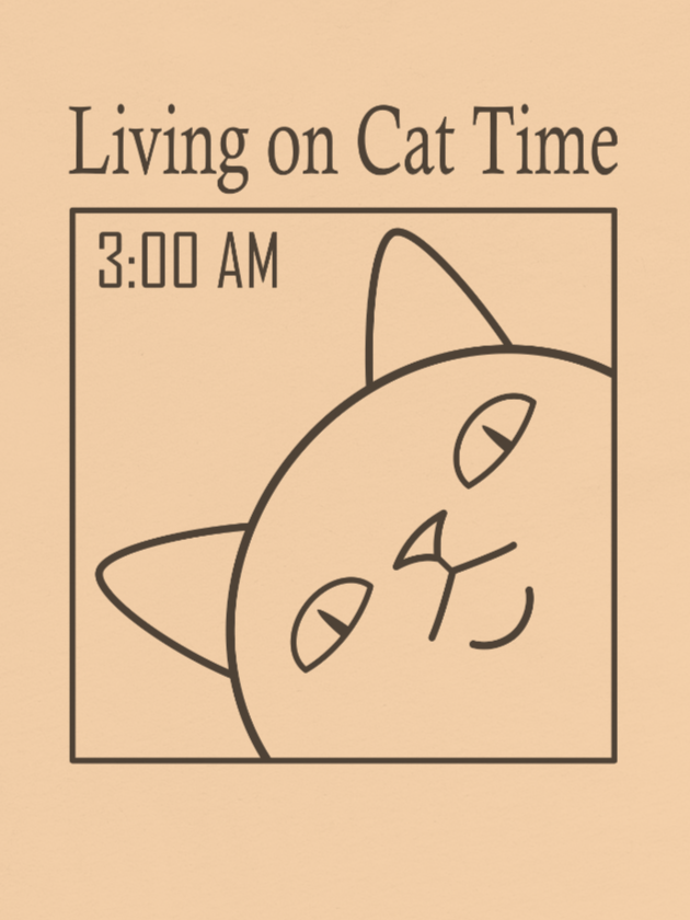 Living on Cat Time Unisex Long Sleeve Tee, Black Print product image (1)